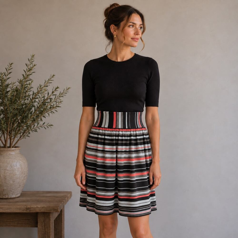 Sparrow Multicolor stripe LIma LInes Wool Cashmere Angora Blend Sweater Skirt XS